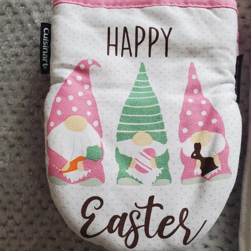 Cuisinart Easter Gnome Kitchen Set 2pk Towels & 2pk Mini Oven‎ Mitts Pink Spring